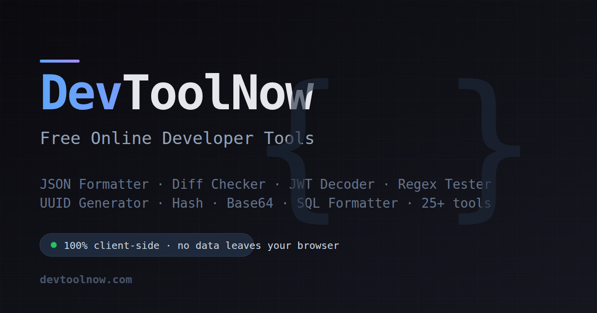 DevToolNow - Free Online Developer Tools