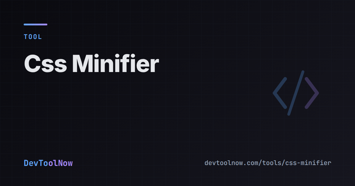 CSS Minifier & Beautifier - Free Online Tool | DevToolNow